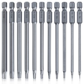 LEONTOOL 11 Piece Security Torx Bit Set T6 to T40 Torx Head Screwdriver Bit Set 1/4 Inch Hex Shank Magnetic Tamper Proof Star 6 Point Screw Driver Kit Tools 4-Inch Long Drill Bits, S2 Alloy Steel