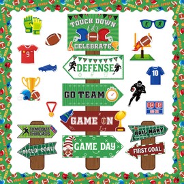 gisgfim Football Bulletin Board Decoration Set Football Borders Touch Down Cutouts for School Classroom Game Day Sports Bulletin Board Craft Home Wall(Football)