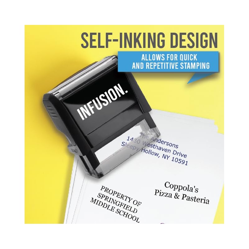 Infusion Custom Self-Inking Rubber Stamp - 17 Color Choices and