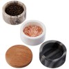 Creative Co-Op Marble Stacking Pinch Pots with Acacia Wood Lid
