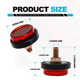6 reflectores redondos mini decorativos, pernos y tuercas, mini pernos decorativos M5, tornillo redondo reflectante para placa de matrícula de motocicleta y bicicleta (rojo)