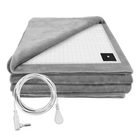 Grounding Blanket/Bed Sheet for Better Slepping, 55 * 80 inch, Grounded Throw Kit with Silver Fiber, Grounding Bed Sheet in 2 Usage Ways (Grey)
