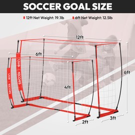A11N Soccer Goal for Backyard - Portable Soccer Net for Youth/Adults, Quick Setup Goal Net for Solo Practice or Team Training -6x4FT
