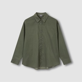 JAJU [JAJU/Jaju] Women's Light Cotton Long-Sleeve Shirt_Khaki