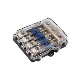 Motoforti Universal Fuse Holder Distribution Block, Plastic Zinc Alloy, Black Silver Tone, 1 Pcs