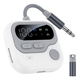 Bluetooth 5.4 Transmitter & Receiver, Equipped with OLED Display, Supports Both Transmitting and Receiving, 2 Devices Simultaneously, 12 Hours of Continuous Operation, TF Card Compatible, Compatible