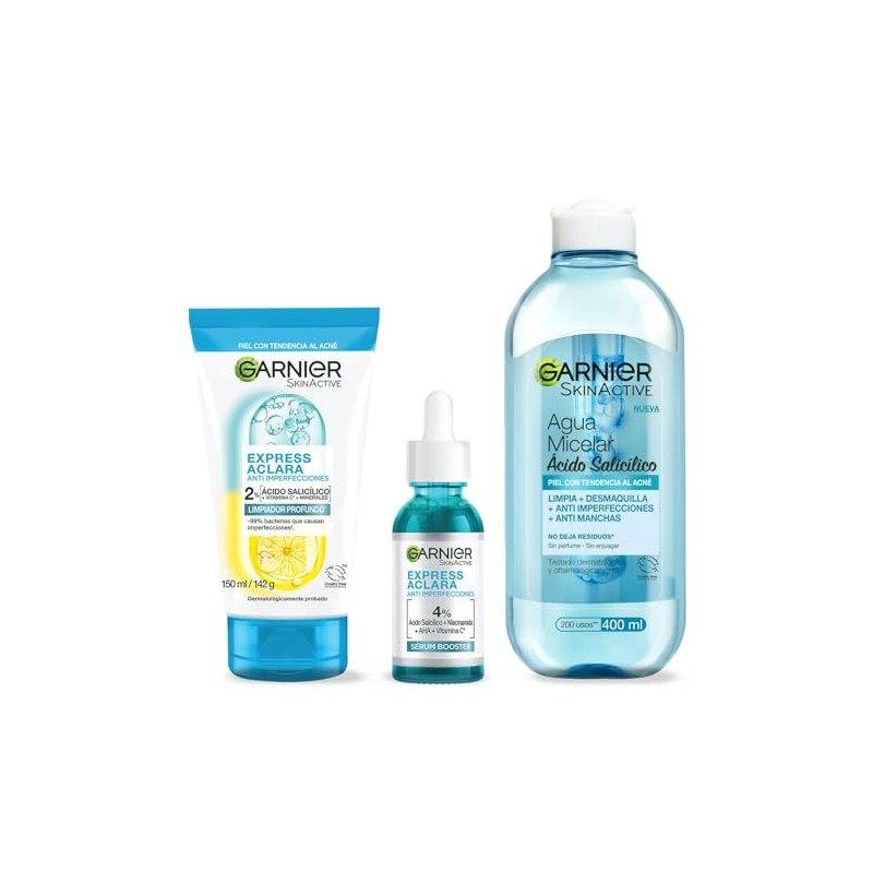 Kit Garnier Express Aclara Anti Acné 3 Pasos con Doble