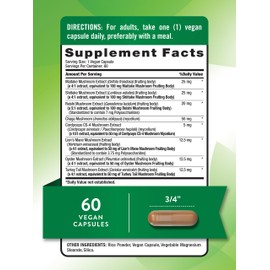Nature's Truth Mushroom Complex Capsules | 60 Count | Full Spectrum Complex of Super 8 Mushrooms | Vegan, Non-GMO, & Gluten Free Supplement