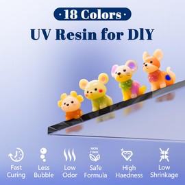 Minlebao 18 Colors UV Resin Kit - Fast Curing Crystal Clear Epoxy Resin for Jewelry Making, DIY Crafts, Nail Art ，High-Hardness & Safety (20g/0.68oz Each)