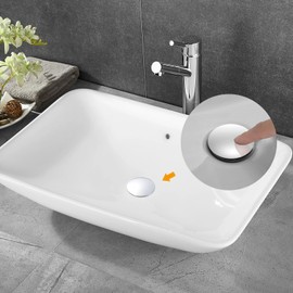 TSIBOMU Bathroom Sink P-Trap Complete Set, Height Adjustable Bottle Trap with Pop Up Drain Stopper with Overflow, Chrome