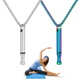 Breathing Necklace,2 Pcs Stainless Steel Anxiety Necklace,Anxiety Necklace Breathing Relief for Adults for Clam Down(Color+Sliver)