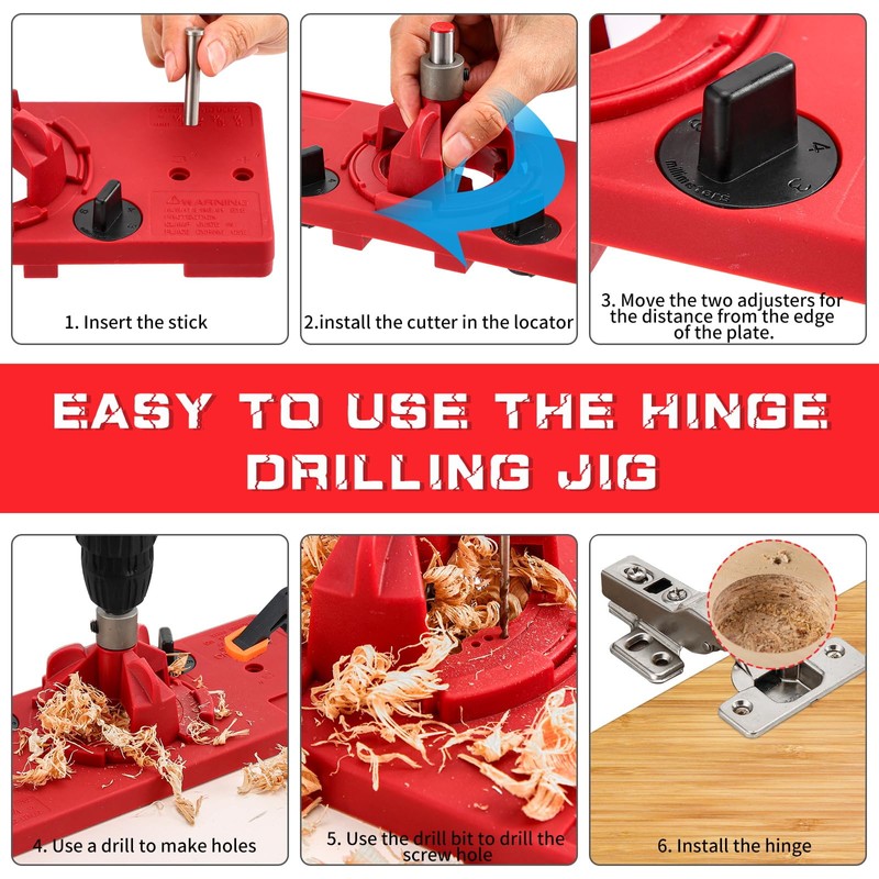 35mm Hinge Hole Jig Drill Guide Set, Woodworking Puncher Hinge
