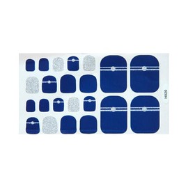 Generic 22Pcs Blue Glitter Silver Gold Stripes Lines Toe Nail Wraps Stickers H020 Nail Wraps Stickers Manicure Supplies for Women Nails Full Long Lasting Easy Apply and Remove