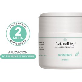 Naturaldry - Men Intense - Desodorante natural en crema con ALUMBRE unisex para deportistas - No obstruye los poros - Sin aluminio - Sin parabenos - Elimina el mal olor - con aceite esencial de Trea Tree y Romero - Tarro (1 unidad)