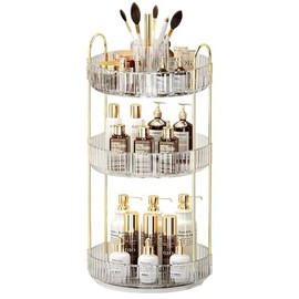 ABENNLY - Organizador de Maquillaje Giratorio de 360, Organizador de Cambiador con Soporte para Cepillo para Polvo de Maquillaje,3 niveles,Se adapta  