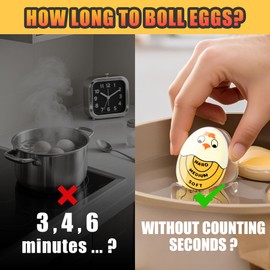 FOREV Egg Timer for Hard Boiled Eggs Soft Boiled Color Changing Indicator Tells When Eggs are Ready, Yellow 2pcs