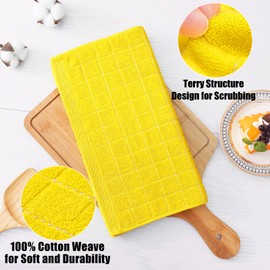 Homaxy 100% Cotton Terry Kitchen Dish Cloths, Ultra Soft and Absorbent Dish Towels for Kitchen, Perfect for Drying and Washing Dishes, 6 Pack, 12 x 12 Inches, Yellow