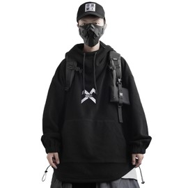 Niepce Inc Streetwear Techwear Thick Men’s Hoodie (Black1, Medium)