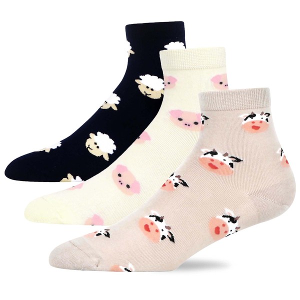 MAKABO Women's Bamboo Funky Soft Breathable Casual Ankle Socks, 3