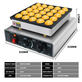 KOOTEN Mini Dutch Pancake Maker, Commercial Electric Pizzelle Maker, 110V Mini Pancakes Machine with Timer, 25pcs Muffin Waffle Maker for Restaurant and Home