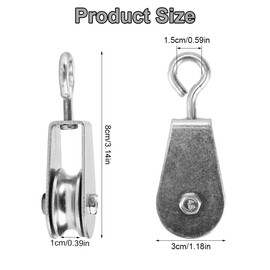 3 Pcs Stainless Steel Pulley Wheel, Heavy Duty Single Pulley, M25 Pulley Block, 360 Degrees Swivel Pulley, Load Capacity 30kg, Pulley System, Stainless Steel Rope Pulley, for Washing Line, Gym, Crane