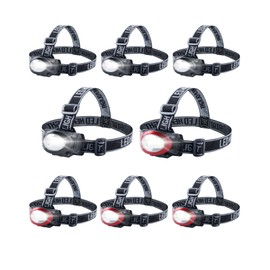 Lichamp Camping Headlamp Flashlight 8 Pack, Outdoor Super Bright COB Head Lamp Gear for Running, Reading, Hiking, Walking, Climbing, Fishing, Hunting, Jogging, Headlight Multipack for Adults, Kids