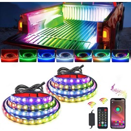 Nilight 2PCS 60 inch Truck Bed Lighting Truck Bed Light Strip RGB-IC LED Lights