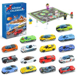Mini Racers Advent Calendar 2024 Toys for Kids | Alloy Cars 24 Days Christmas Countdown Calendar | Exquisite Cars Minifigure Racetrack Playing Mat | Boys Girls Xmas Holiday Surprise Gift