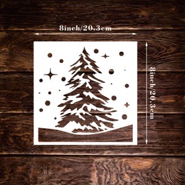 4Pcs Pine Tree Stencils Set 8 x 8 Inches Reusable Deers and Merry Christmas Templates Stencils for Painting on Wood Crafts Card Furniture Window Wall Home Holiday Decor