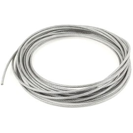 Clear Vinyl Coated Wire Rope 304 Stainless Steel Cable 1/16" Thru 1/8" 7x7-50 ft Coil for DIY Cable Decking Railing System, Marine Grade