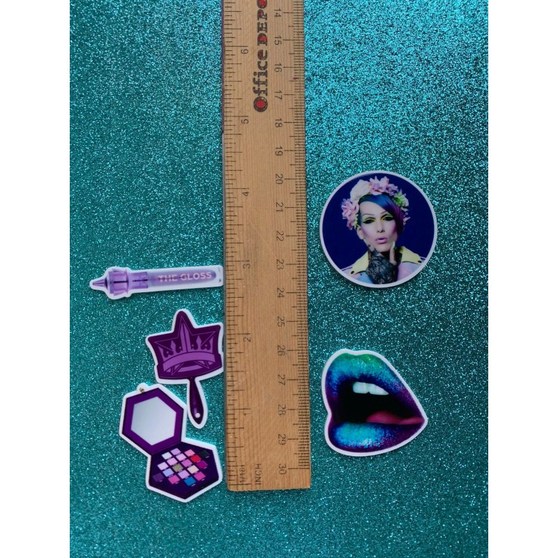 5pc. Purple Eyeshadow Resin Planar Flatback, Makeup Cabochon, Bow Center