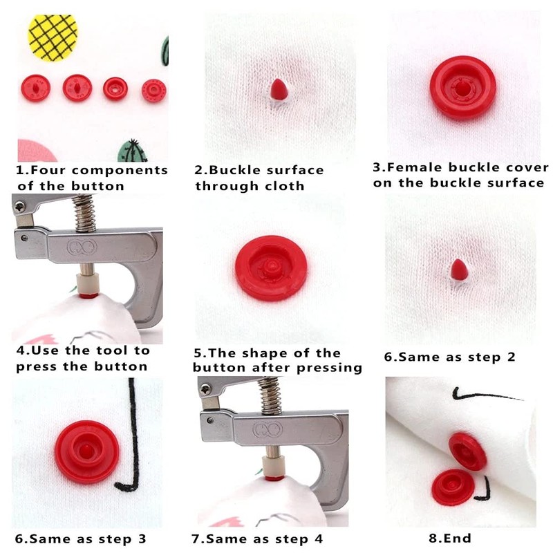 20 Sets T5 Resin Plastic Snaps Buttons Snap Fasteners Press