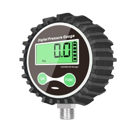 Digital gas pressure gauge with 1/4 inch NPT connection at the bottom and rubber protector from uharbour, 0 200 PSI, accuracy 1% .f.s.…