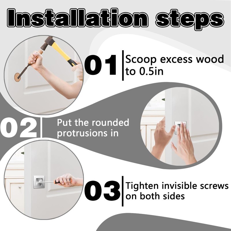 4 Pack Flush Pull Handle for Door, Square Stainless Steel