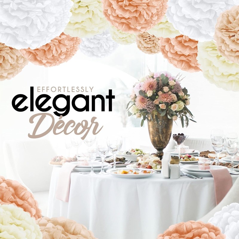 EpiqueOne Pom Poms Decoration, White/Ivory/Pe