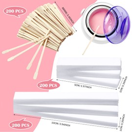 Leelosp 600 Pcs Waxing Kit Includes 400 Wax Paper Cloth Eyebrow Strips and 200 Wooden Smooth Applicator Sticks for Body Skin Hair Removal(White)