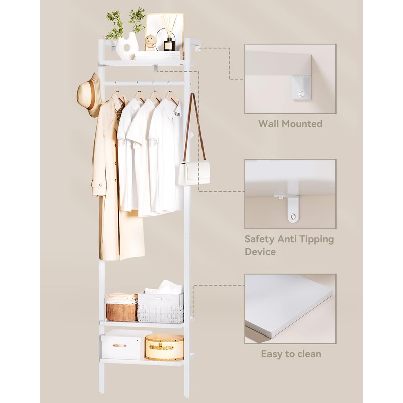 YMYNY Coat Rack Wall Mounted, 70.87H Clothes Garment Rack, Freestanding