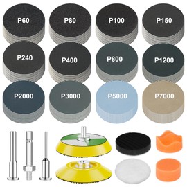 AegisTorq 189pcs 2 Inch Drill Sanding Attachment, Sanding Discs Hook and Loop 60 to 7000 Wet Dry Sandpaper with 1/8" 1/4” Shank for Drill Grinder Rotary Tools Die Grinder Accessories