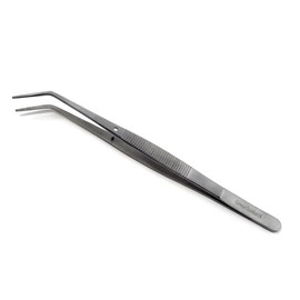 Stainless Steel Sewing Machine & Repair Tweezers 6" with Serrated Tips Multipurpose Tweezers Embroidery thread Plucking Forceps Made of Stainless Steel and Ridged Handle (Angled Tips)