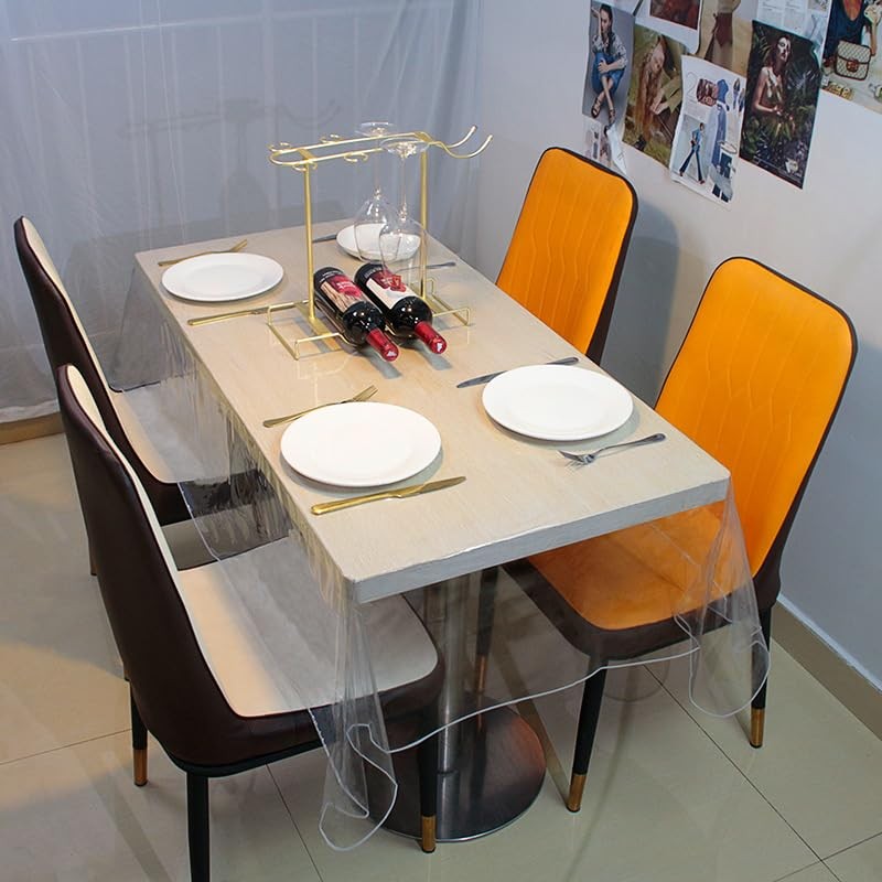 A2ZWORLD Clear Rectangular PVC Tablecloth Protective Waterproof Easy Clean (140cm