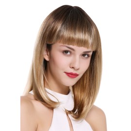WIG ME UP - DY46A-Y-SC1911 Women's Wig Long Bob Short Shoulder Length Sexy Pony Straight Blonde Mix Brown Highlighted 40 cm