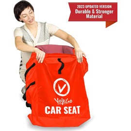 V VOLKGO Red Car Seat Travel Bag - Ideal Gate Check Bag for Air Travel & Saving Money - for Safe & Secure Car Seat - Fits Car Seats, Infant Carriers & Booster