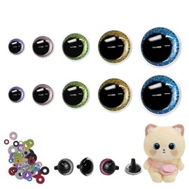Buyongwant Safety Eyes for Crocheting with Washers, 12-30mm Amigurumi Eyes 3D Glitter, 152Pcs Moon Stuffed Crochet Eyes for Animal Doll Crafts, Multicolor
