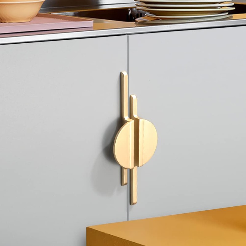 Myxekllo Brushed Gold Drawer Pulls Half Moon Drawer Pulls, 2.5