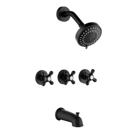 BEIYI 3 Handle Shower Faucet Set with Tub Spout Matte Black Tub and Shower Trim Kit Bathtub Shower Faucets Completes Three Knod