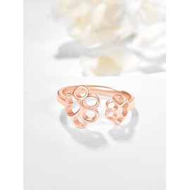 Dreamboat Paw Print Ring for Women 925 Sterling Silver Rose Gold Plated Cat Dog Paw Adjustable Open Band Rings Jewelry Gift for Pet Loves, Sterling Silver, No Gemstone