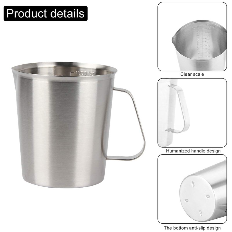 Kitchnexus Measuring Jug Stainless Steel 2 L, Milk Jug Measuring