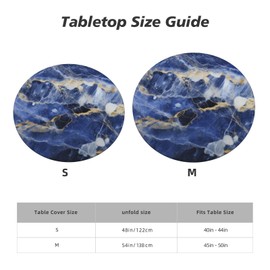 Gbuzozie Blue Marble Tablecloth with Elastic Edge, Round Table Cover Washable Reusable Table Cloths for Kitchen Dining Party, Medium (Fits 45-50 in)