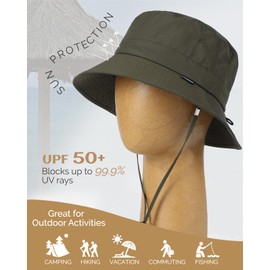 Creekstone Waterproof Bucket Hat Rain Hat Sun Hat Women Men UV Protection Packable Summer Hat UPF 50 Hiking Fishing Hat, Green (Army Green)