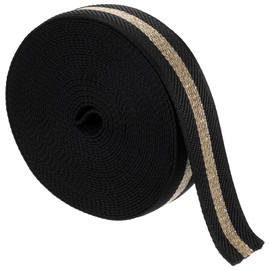 QUARKZMAN 10 Yards Nylon Webbing, 1 3/8 Inch (38 mm) Striped Webbing Nylon Heavy Duty Webbing Nylon Strap Belt for Backpack Crafts, Black